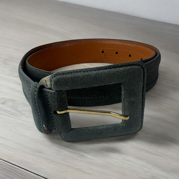 Lauren Ralph Lauren Genuine Leather Suede Graphite Gray Belt Size Large - Picture 2 of 9